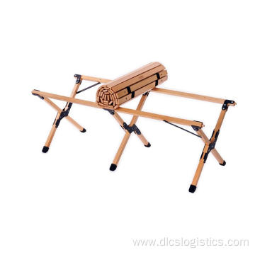 Outdoor Bamboo Camping Portable Rolling Wooden Table
